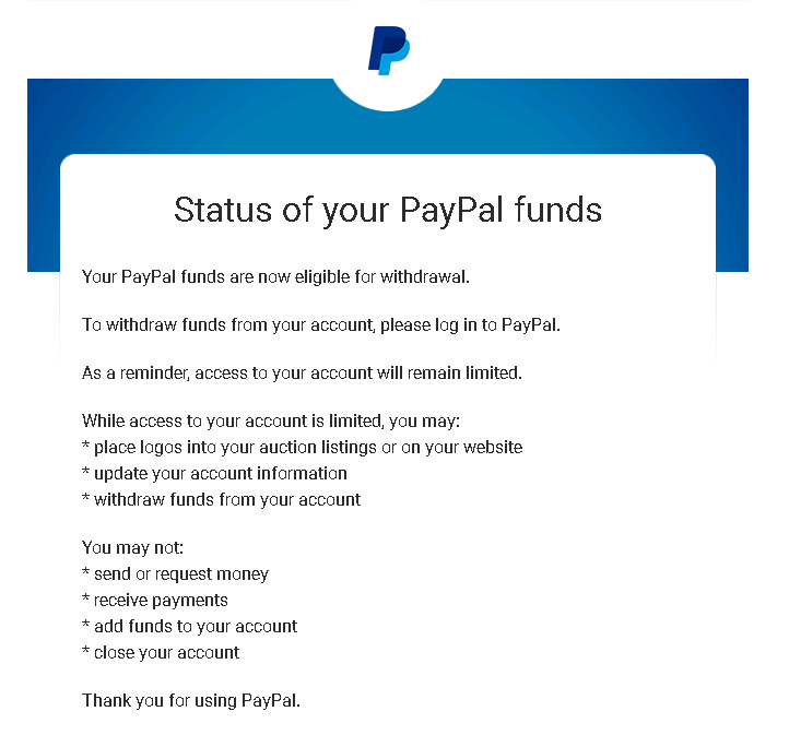 五、PAYPAL 180天如何提款成功